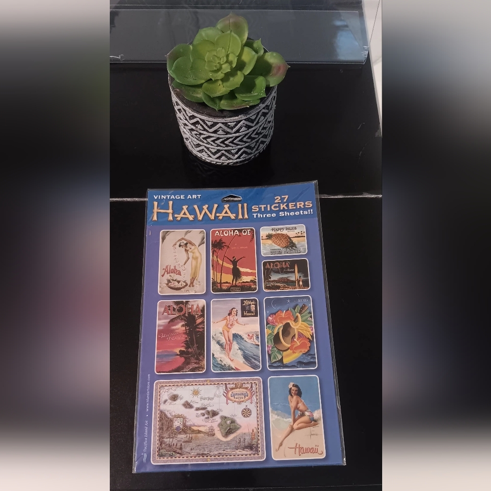 Set Of 3 Hawaii Vintage Florals And Travel Posters Sticker Sets - Picture 5 of 6